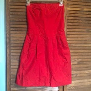 Red strapless dress. Abercrombie & Fitch